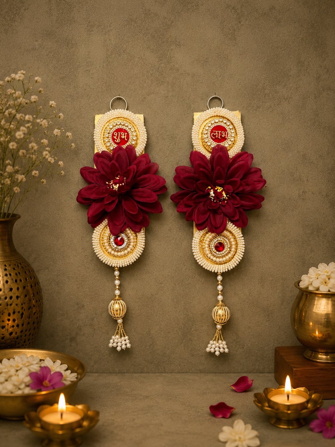 Handcrafted Shubh Labh Decorative Wall Hanging with Floral Design | Traditional Festive Door & Wall Decor – SL01