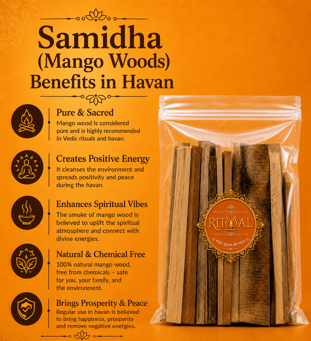 The Rituual Premium Mango Wood Havan Samidha – 750g | Natural Sacred Wood for Pooja & Havan - Image 2