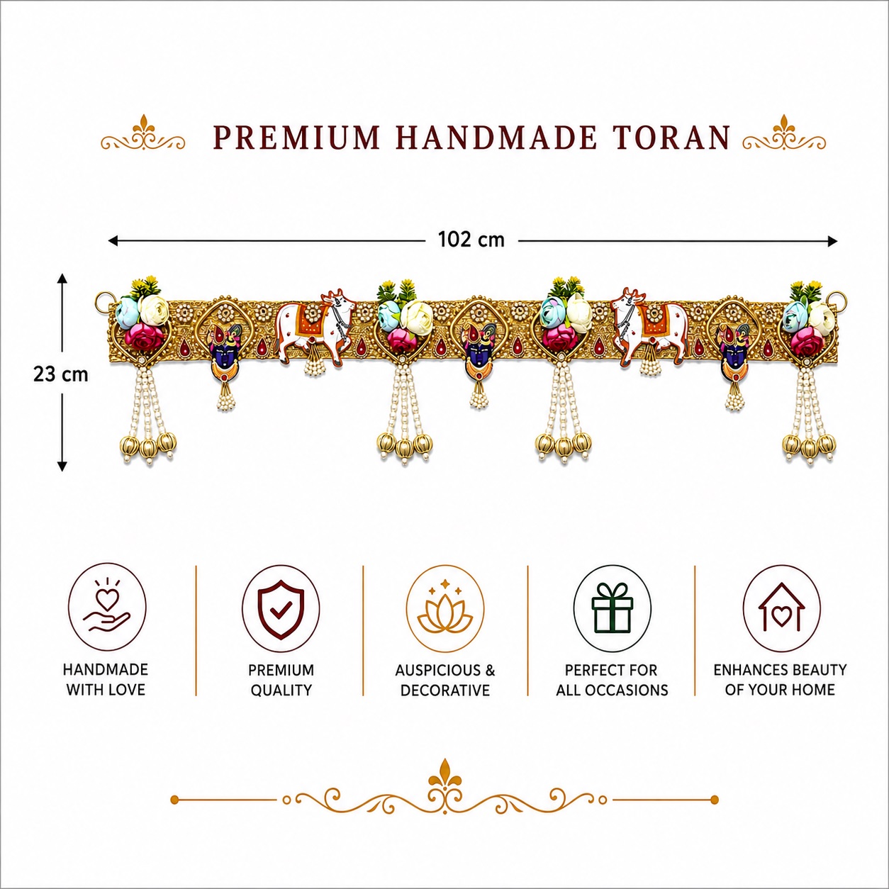 Premium Handmade Pichwai Cow & Shrinathji Bandhanwar Door Toran | Decorative Wall Hanging for Home Entrance, Temple & Festive Décor - BW10 - Image 5