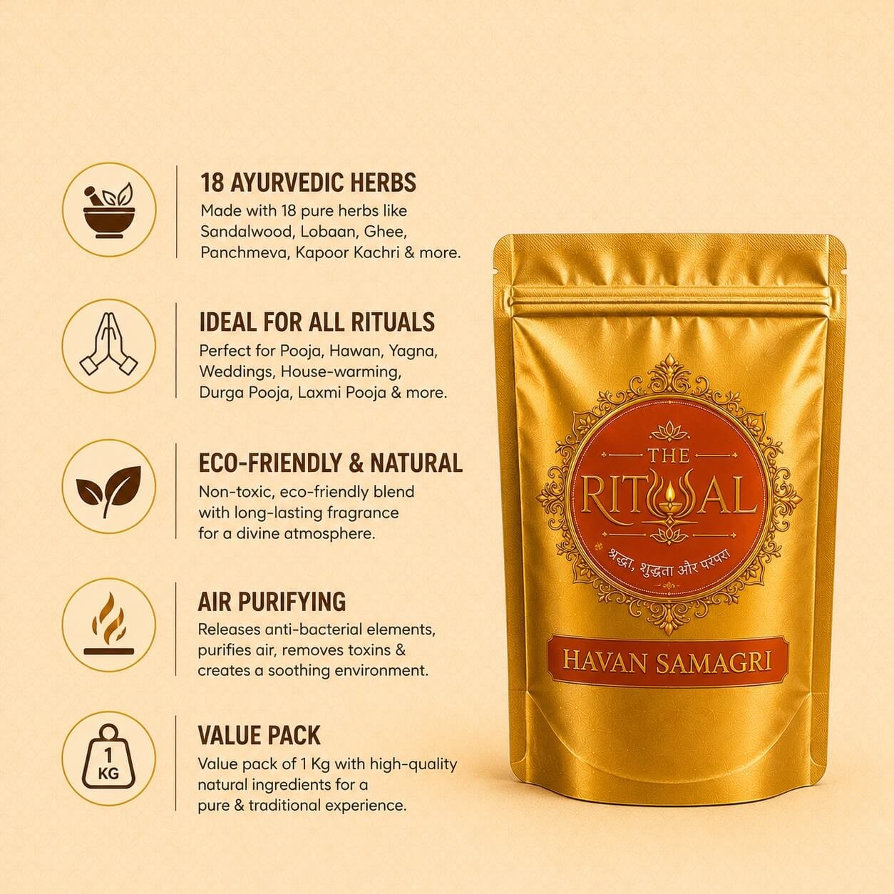 The Rituual Premium Havan Samagri – 18 Ayurvedic Herbs for Pooja, Havan, Yagna & Spiritual Rituals | Natural & Eco-Friendly - Image 3