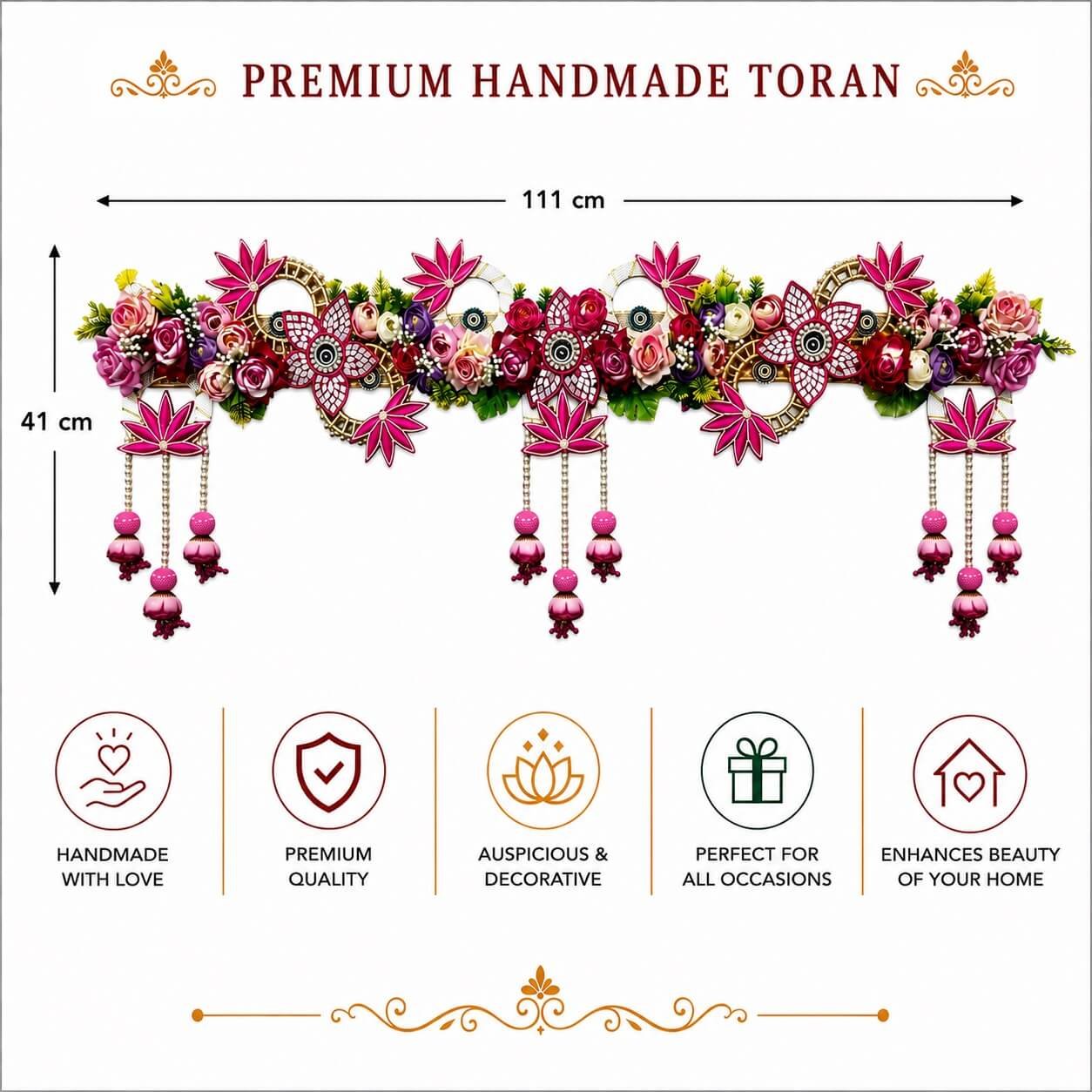 Premium Handmade Floral Bandhanwar Toran for Main Door Entrance | Traditional Door Hanging Decor - BW11 - Image 6