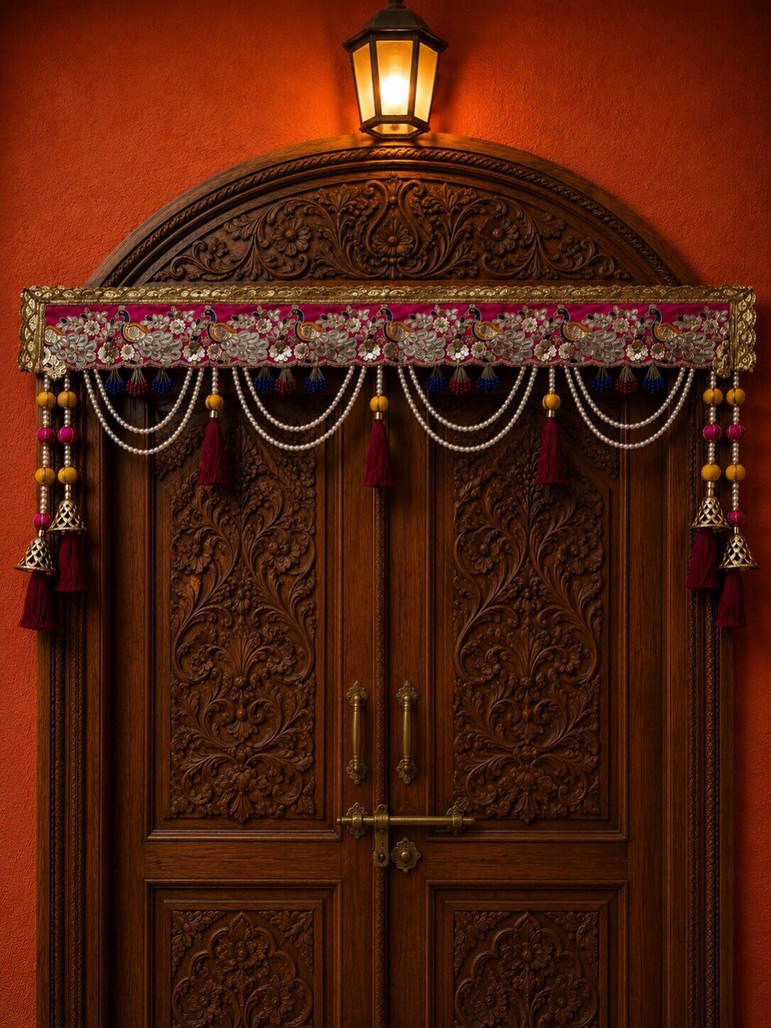 Premium Handmade Peacock Embroidered Bandhanwar Toran for Main Door | Traditional Decorative Wall Hanging | 107 cm x 51 cm – BW02