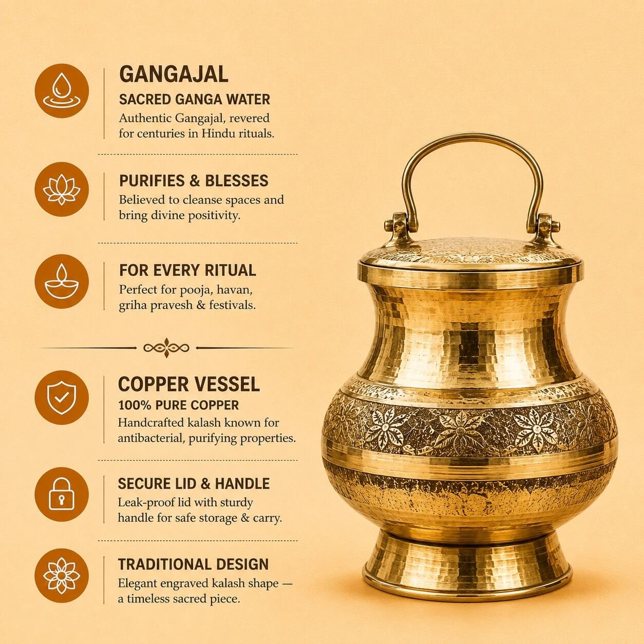 The Rituual Pure Gangajal in Premium Brass Kalash – Sacred Ganga Water for Pooja, Abhishek, Havan & Hindu Rituals | Available in Small, Medium & Large Sizes - Image 6