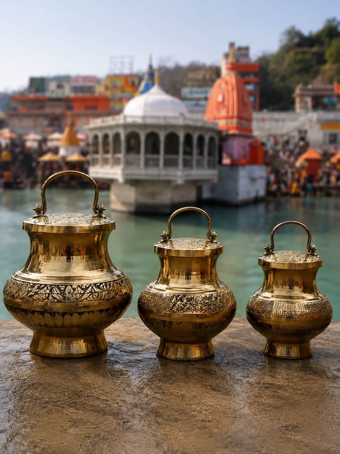 The Rituual Pure Gangajal in Premium Brass Kalash – Sacred Ganga Water for Pooja, Abhishek, Havan & Hindu Rituals | Available in Small, Medium & Large Sizes