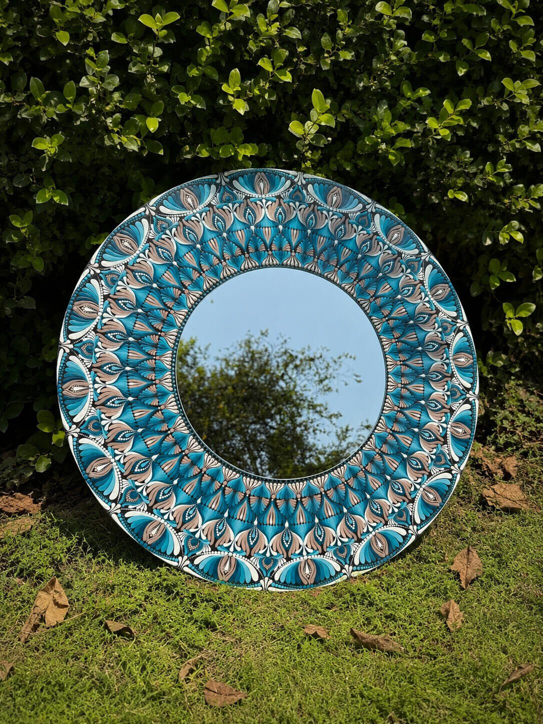 Nirvana #002 – Handcrafted Blue Mandala Mirror Wall Art | Premium Mirror Wall Décor