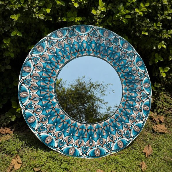 Nirvana #002 – Handcrafted Blue Mandala Mirror Wall Art  | Premium Mirror Wall Décor