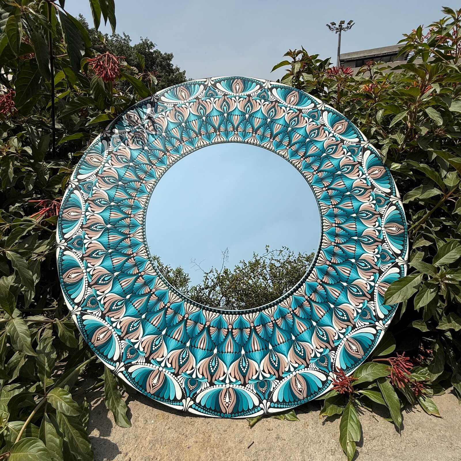 Nirvana #002 – Handcrafted Blue Mandala Mirror Wall Art | Premium Mirror Wall Décor - Image 2