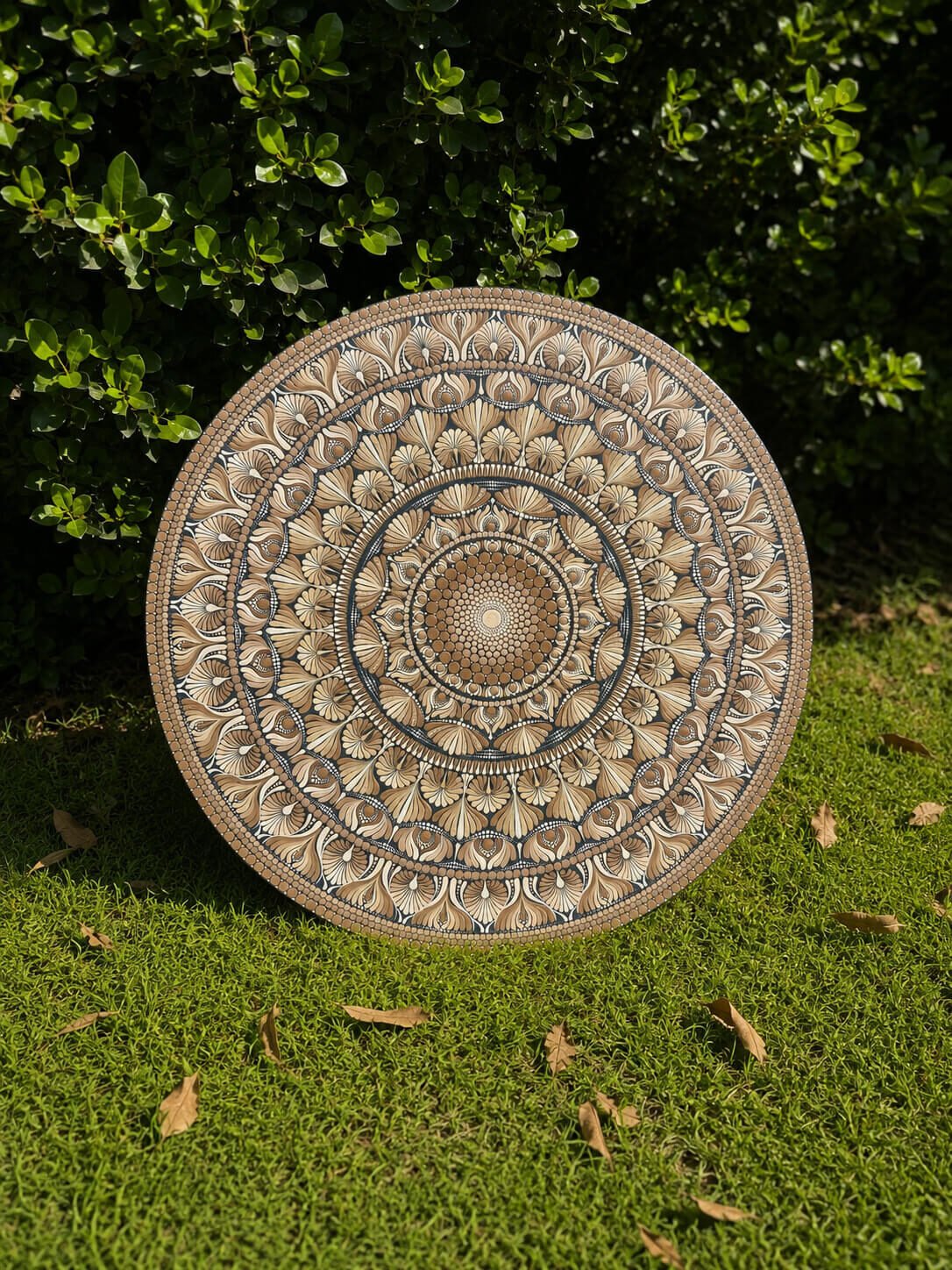 Ira #003 – Handcrafted Neutral Beige Mandala Wall Art | Premium Wall Décor