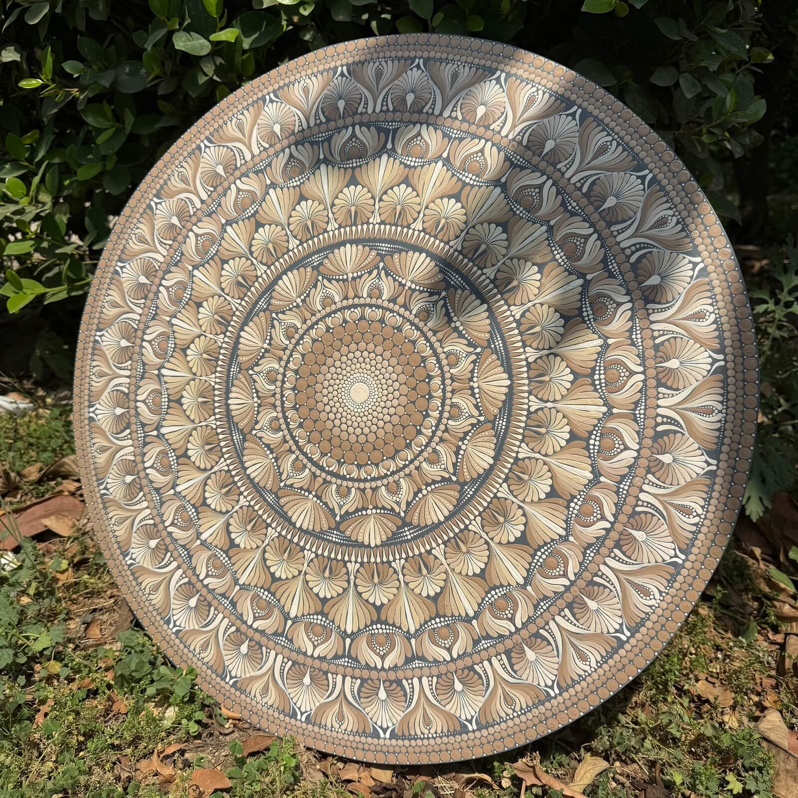Ira #003 – Handcrafted Neutral Beige Mandala Wall Art | Premium Wall Décor - Image 4