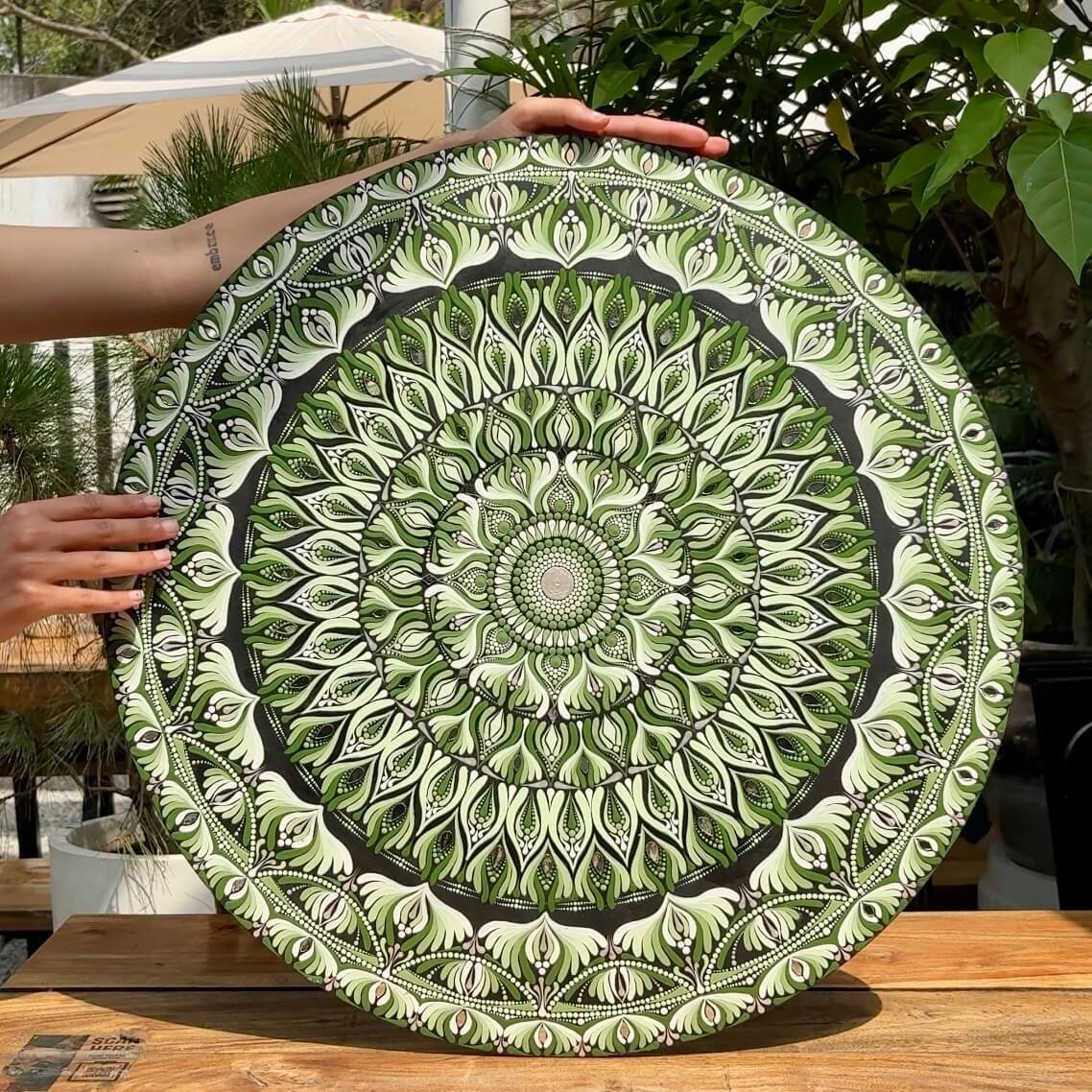 Aranya #001 – Handcrafted Green Mandala Wall Art | Premium Wall Décor - Image 2