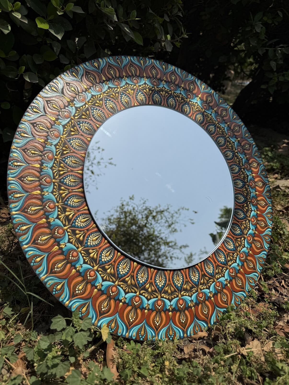 Ira #004 – Handcrafted Bohemian Mandala Mirror Wall Art | Premium Decorative Mirror - Image 2