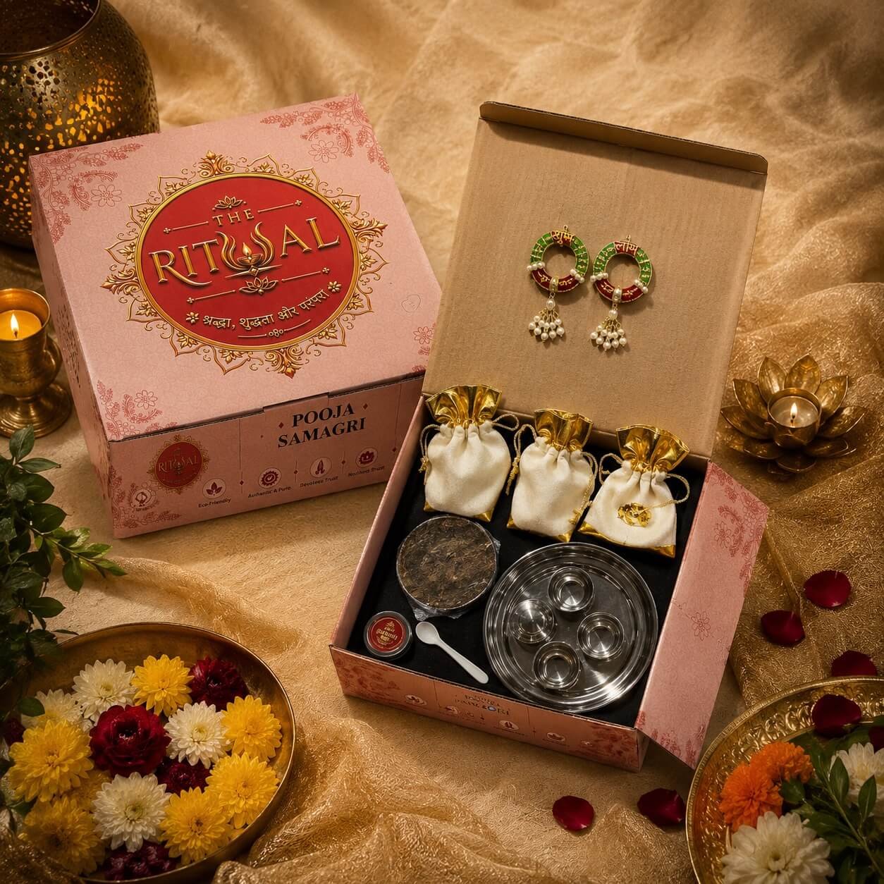 The Rittual Premium Complete Pooja Samagri Kit – Traditional Hindu Puja Essentials Gift Box