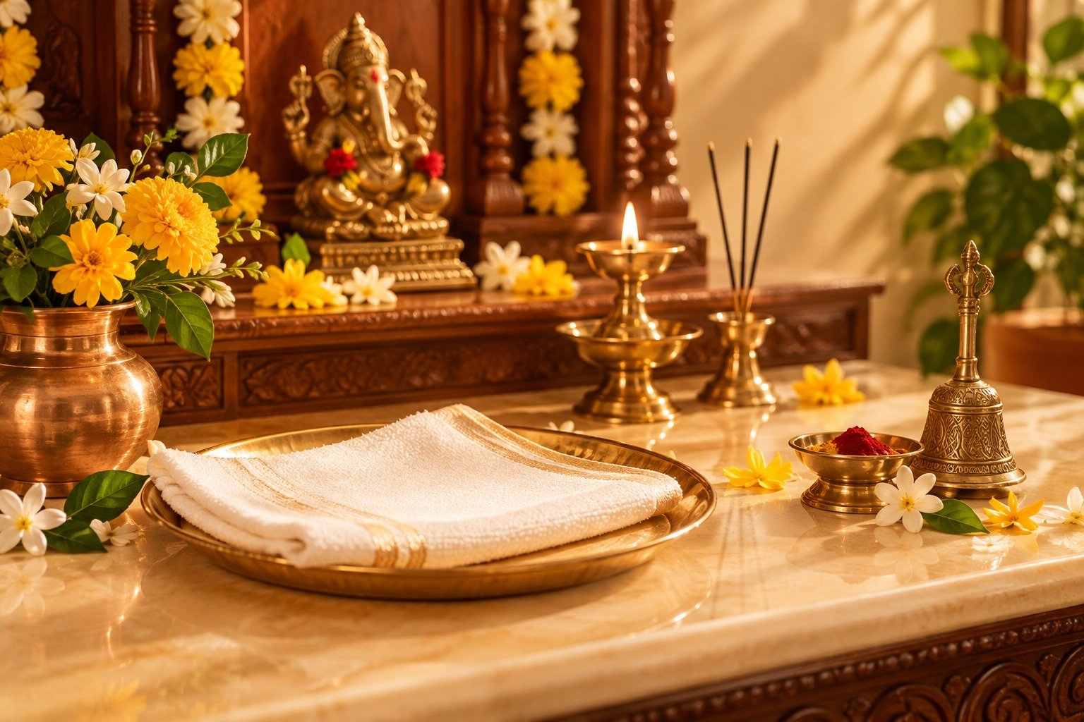 Clean the pooja space