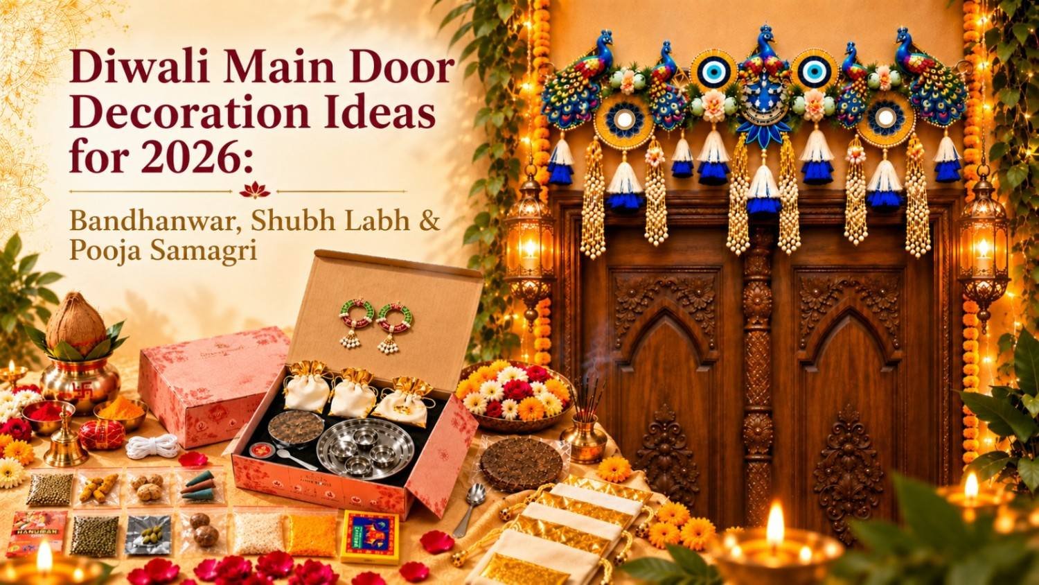Diwali Main Door Decoration Ideas for 2026: Bandhanwar, Shubh Labh & Pooja Samagri